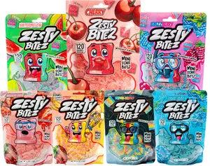 Zesty Bitez Sour Candy All Flavors Bundle – Vegan Fruity Mix with Strawnana, Berry Blue, Summer Berry & Tropical Rainbow, Blazzberry, Watermelon, Cherry