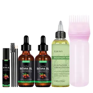 Rosemary and Batana essential oil set, rich in peppermint oil and biotin, moisturizing nourishing formula, cares for dry frizzy hair, deeply nourishes scalp, makes hair thicker, Rosemary Hair Tonic