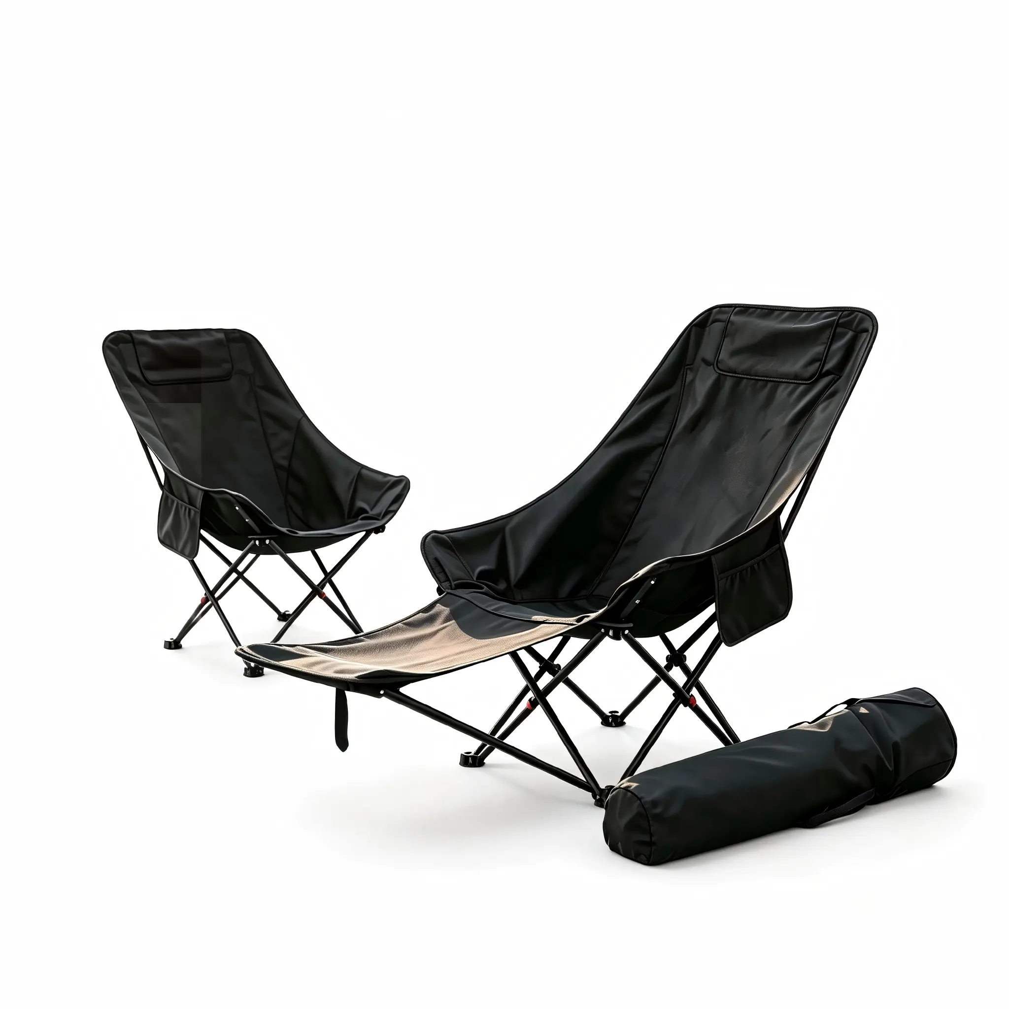 Adjustable Outdoor Moon Camping Chair - Dual-Purpose Foldable Recliner with Adjustable Footrest, Multi-Position Backrest, Ergonomic Support, Compact Portable Design, Waterproof for Camping, Fishing, Beach Use, Beach Chairs, Compact Portable Chairs