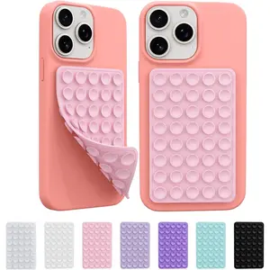 2 Pack Silicone Octo Cup Buddy Sticky Holder for Cellphone, Silicone Suction Cup Phone Case Mount Double Sided, Hands-Free Phone Accessories Strong Holder for Selfie and Video (Light Pink) Pad Smartphone