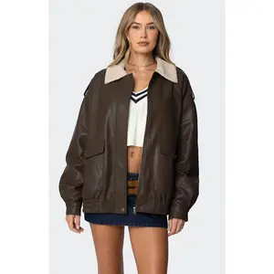 Edikted Women's Ann Oversized Faux Leather Jacket