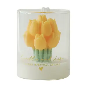 Charming Tulip Cup Wax Candle Bouquet Gift for Girls