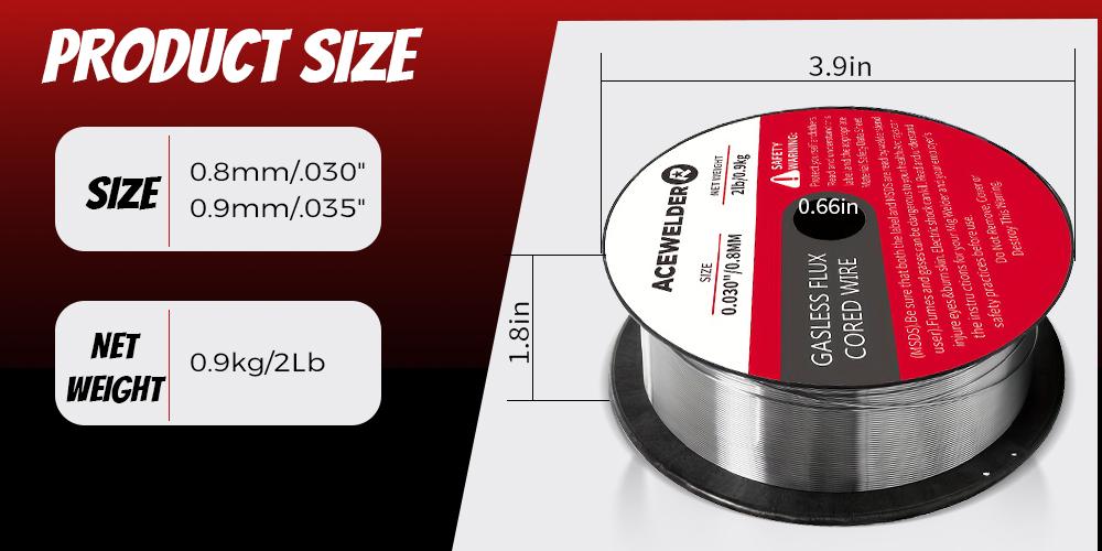 Acewelder Gasless Flux Core MIG Wire E71T-GS Mild Carbon Steel 0.30" /0.35"(0.8/0.9 mm) 2LB x 3 Pack Solid Carbon Steel Welding Wire