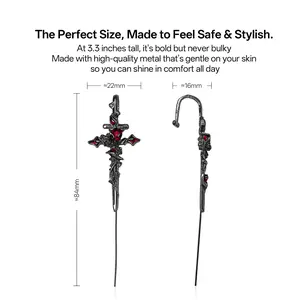 Dark Aesthetic Cross Earrings, Festival Statement Piece