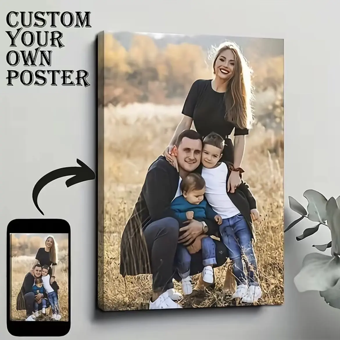 Personalized Family Photo Canvas Wall Art, Custom Picture Print From Your Memories, Anniversary Wedding Gift for Couples, Unique Home Decor