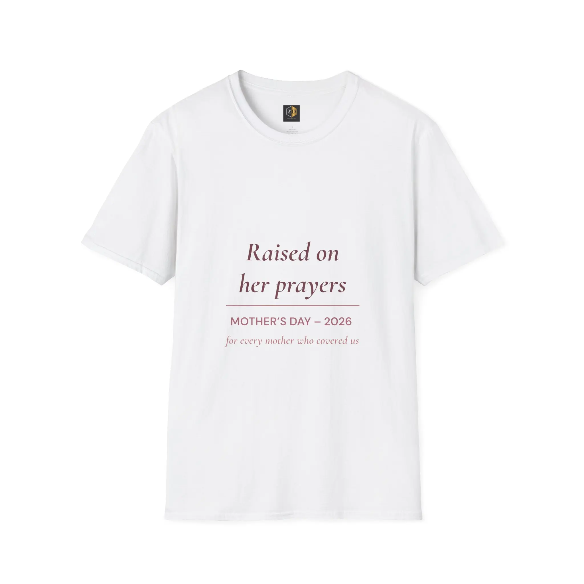 Men's "Raised On Her Prayers" Graphic T-Shirt - Smooth Cotton Classic Tee, Breathable Crew Neck Top for Mother's Day, Shortsleeve, Menswear, Streetwear, Jeans, Round Neck, Tshirt, Soft, Ribbed