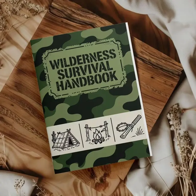 Wilderness Survival Skills Manual, Outdoor Camping Hiking Guide, Fire Making Water Purification Tent Setup Emergency Techniques Book, Ideal for Nature Enthusiasts