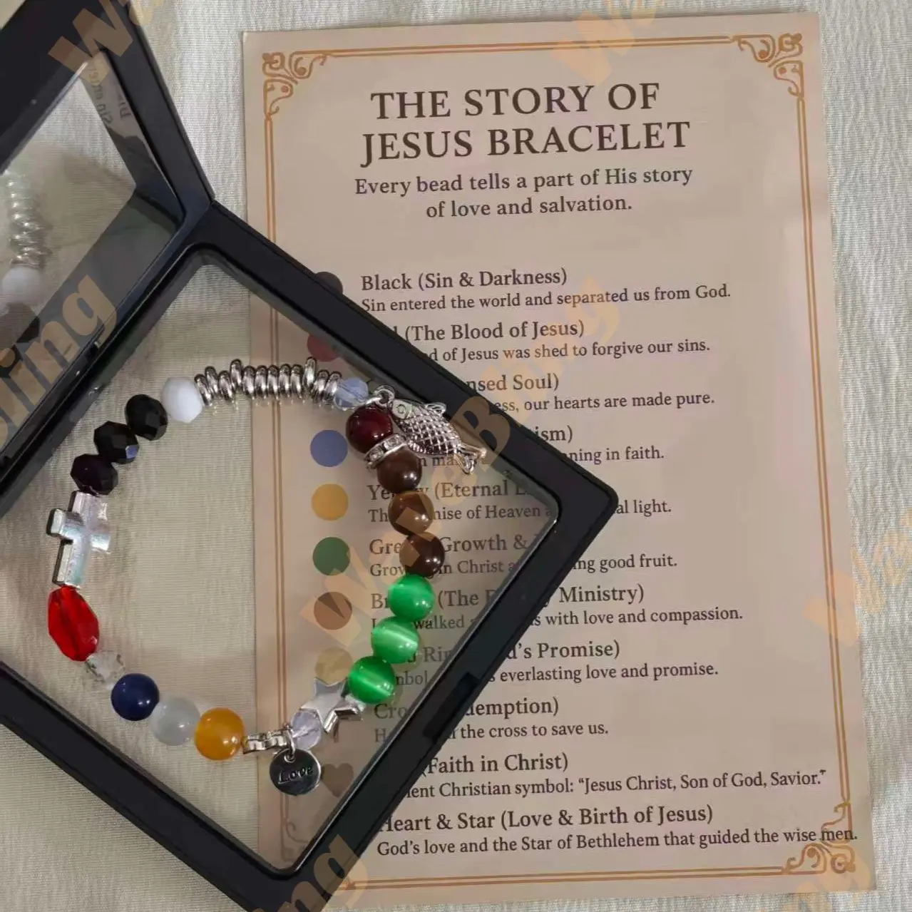 [Christmas Gift] Jesus Story Bracelet – Every Bead Shares His Path of Love & Grace | Meaningful Christian Gift Religious Jewelry Gift Adjustable Bangle