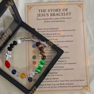 [Christmas Gift] Jesus Story Bracelet – Every Bead Shares His Path of Love & Grace | Meaningful Christian Gift Religious Jewelry Gift Adjustable Bangle