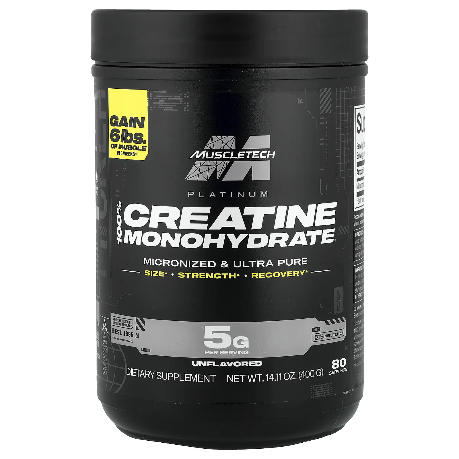 MuscleTech Platinum 100% Creatine Monohydrate, Unflavored, 14.11 oz (400 g) MuscleTech Platinum 100% Creatine Monohydrate, Unflavored, 14.11 oz (400 g)