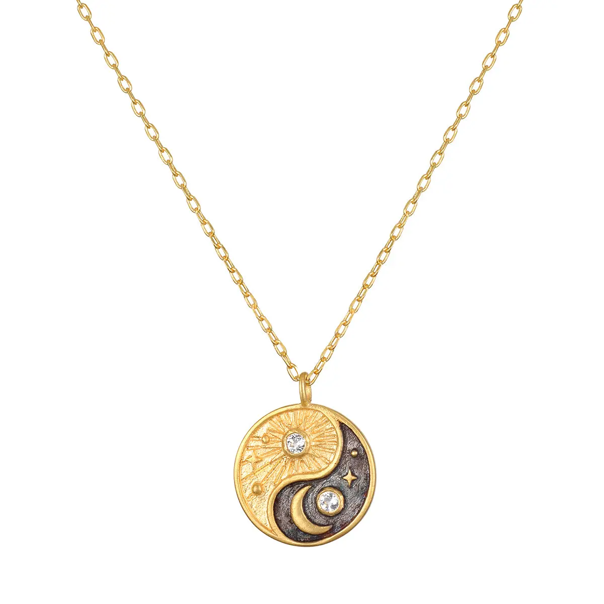 Celestial Balance Yin Yang White Topaz Necklace