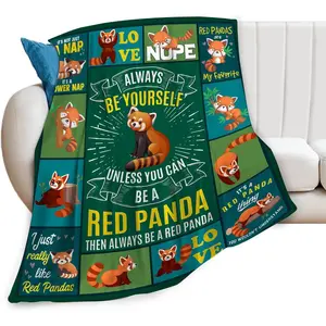 Red Panda Blanket Soft Cozy Animal Throw Blanket Gift for Women Girls Super Plush Warm Red Panda Stuff Lightweight Flannel Gift Blankets for Kids Adults