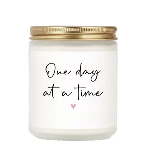 Get Well Gifts for Women Men, Thinking of You Gift-One Day at A Time Lavender Scented Candle Home Fragrance, Inspirational Breast Cancer Care Present, Encouragement Sympathy Bereavement Christmas Gift