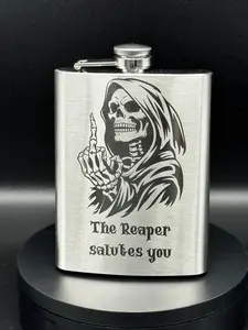 Custom Laser Engraved 8oz Stainless Steel Hip Flask – Dark Humor, Personal, Anything Goes