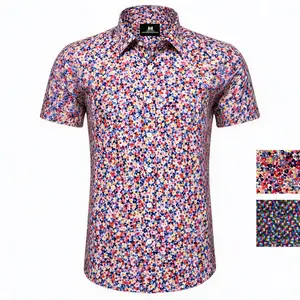 Men’s Chromatic Mosaic Short‑Sleeve Shirt, Vibrant Abstract Print Button‑Up for Summer Style and Resort Wear