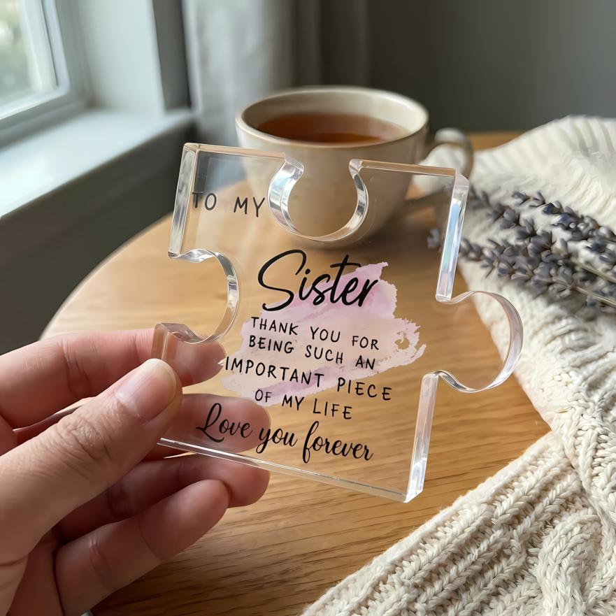 Acrylic Puzzle Plaque for Sisters, Heartfelt Friendship Keepsake, Photo Prop Decor for Best Friends, Thoughtful Gift for Birthdays, Weddings & Holiday Season