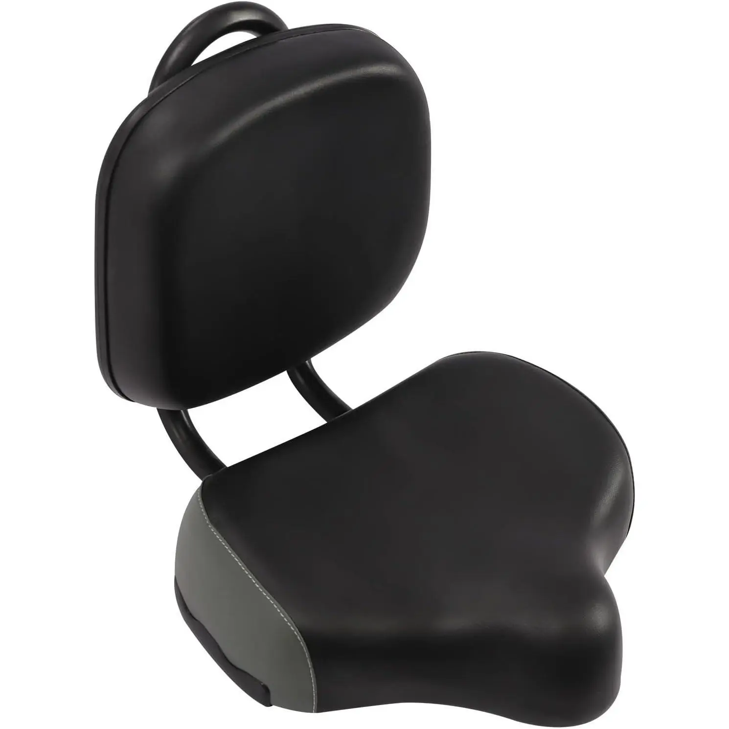 35cm Extra Wide PU Leather Bike Seat with Backrest - Ergonomic Design, Knob-Adjustable Height Saddle Pad, 1 Back Cushion for Bikes, Tricycles, eBikes (2.2kg, 2.59Kg/ 5.71Lbs, 22.23*20.32cm, Gray), 1 Frame