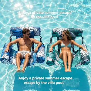 Heavy Duty Thickened Inflatable Floating Lounger, 2 Pack Leaf Design Stable Water Chair, Lightweight Portable Water Recliner Raft for Pool Party Beach Lake Relaxation