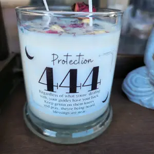 444 "Protection" Angel Number Candle Crystals