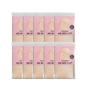10 Packs 20 Pieces HD Wig Caps Ultra Thin Invisible Brown Sheer Skin Like Stretchy Stocking Caps Wholesale For Lace Front Wigs