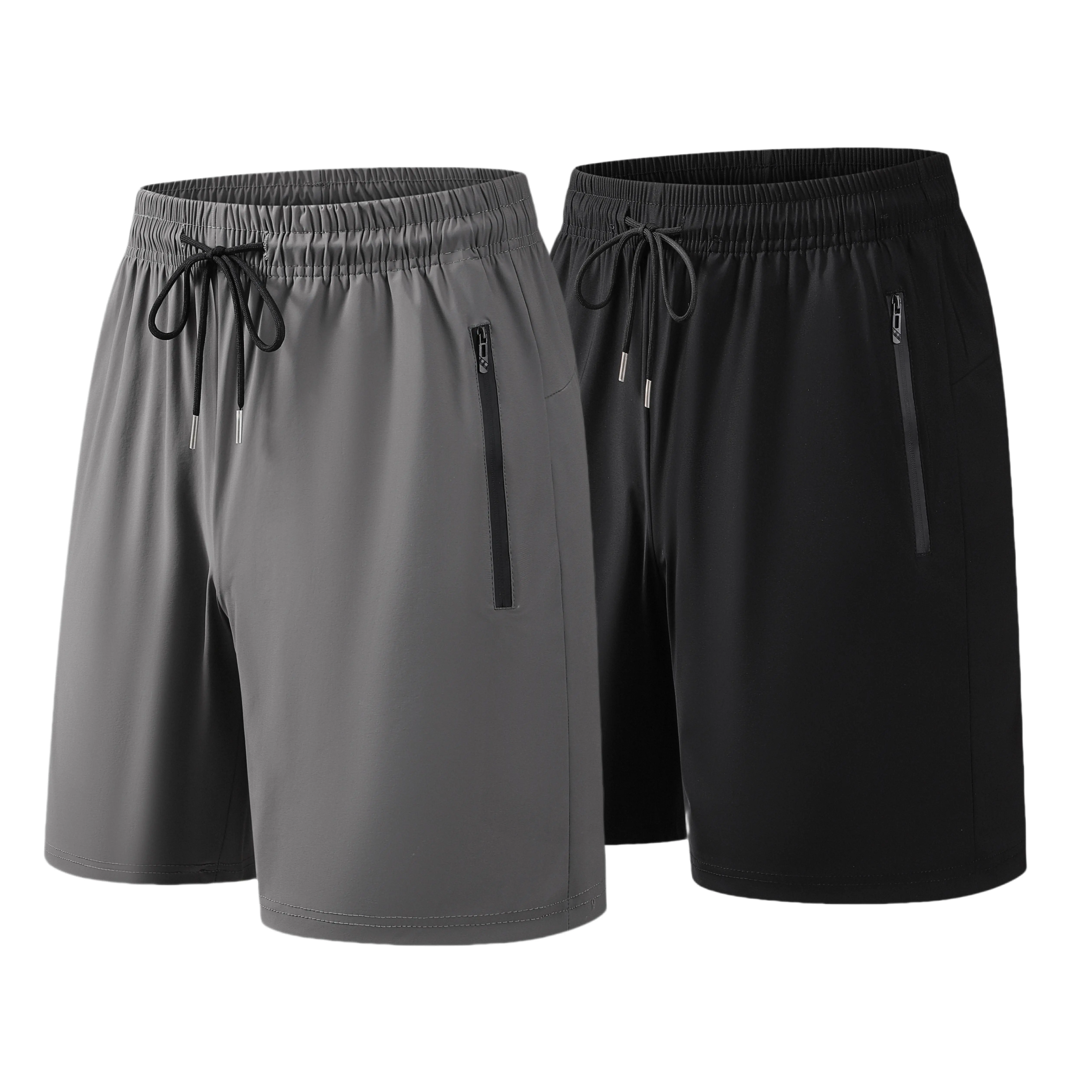 2 Pack Mens Quick Dry Athletic Shorts,  Breathable 4-Way Stretch Gym Shorts with Zipper Pockets, Elastic Drawstring Lightweight Casual Shorts for Fitness Running Hiking Basketball Daily Wear