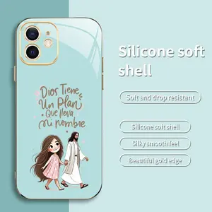 God Has a Plan Jesus Phone Case — Cute Spanish Christian Faith Gold-Edge Cover for iPhone 12 — 975