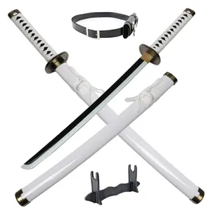 ELERVINO 31 inches Bamboo Wooden Roronoa Zoro Sword Cosplay Wado Ichimonji Swords with Black Belt & Holder Stand Display for Halloween Anime Role Playing Props Cosplay Collection Decoration Christmas Gift Birthday Decoration
