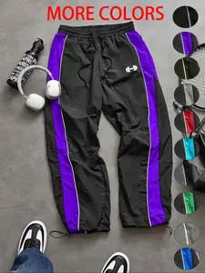 Men's Fashion Casual Sports Pants, Unique Print, Loose Fit, Waist Drawstring, Adjustable Ankle Elastic Rope, Perfect for Daily Wear, Drawstring Waist Athleisure