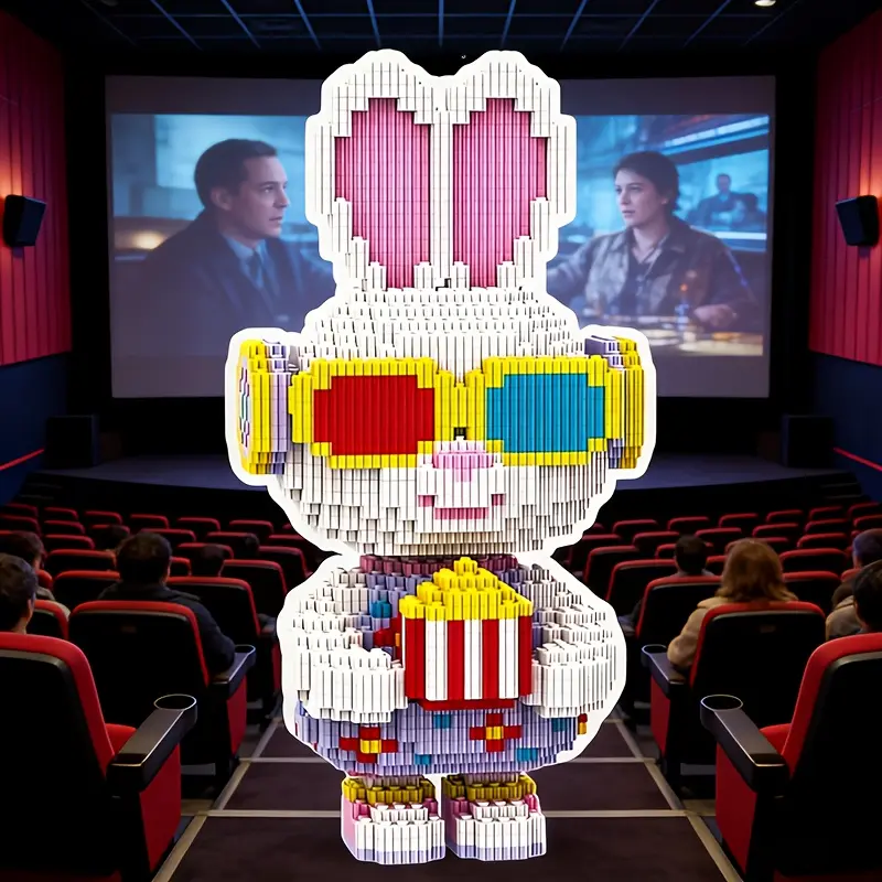 3D Movie Rabbit Puzzle Building Blocks Decoration, Bookshelf Home Office Cabinet Decor, Party Living Room TV Stand Display Gift