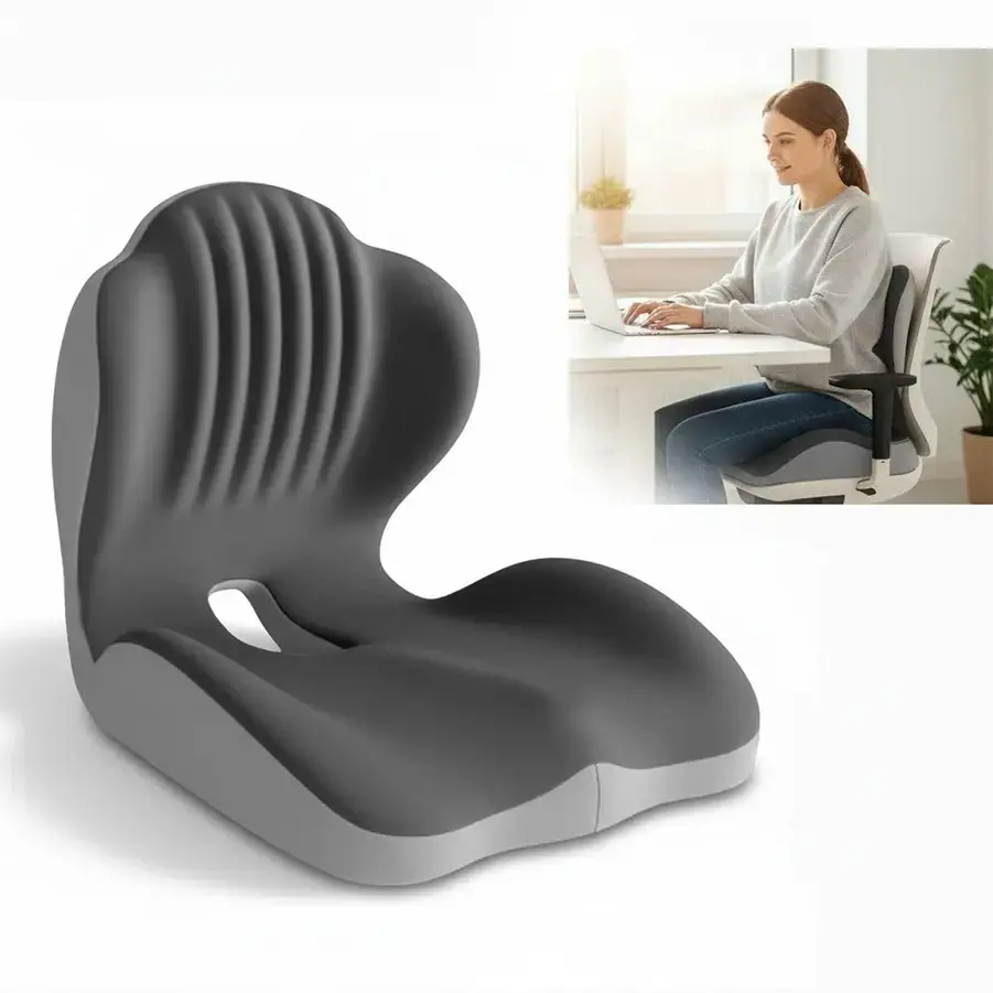 Ergonomic Memory Foam Seat Cushion with Enhanced Extended Back Support, Long-Lasting Comfort for Office Chairs, Car Seats, Home Use, Modern Design, Soft Seat
