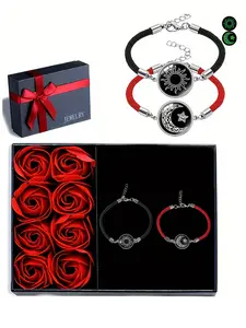 Moonlight Glow Bracelet Set, Sun & Moon Design, Ideal Gift for Friends, High-Quality Jewelry, Perfect Valentine's Day Present, Stackable bracelet