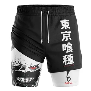 TRENDING 2025 Ken Kaneki Tokyo Ghoul 2-in-1 Performance Shorts, Gym Workout Printed Sports, Jogging Pants, Fitness Workout Track Shorts Clothes, Perfect Gift