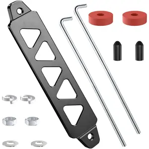 Battery Hold Down Kit, Aluminum Alloy Battery Tie Down Mount Bracket, Battery Hold Down Bracket with J Bolts, Universal 8.5" Triangular Five-Hole Battery Holder Kit For Car,SUV,RV