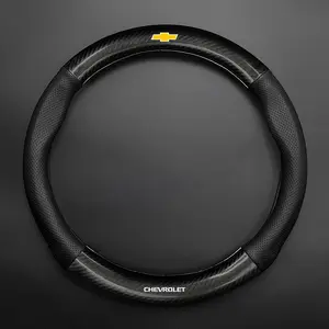 Leather Car Steering Wheel Cover, D-Type/o-Type Design, Anti-Slip Grip, Decorative Fit for Chevrolet Cruze & Buick Models