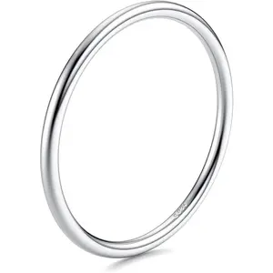 Fansilver 1mm Thin Ring Filled Stacking Stackable Knuckle Pinky Thumb Ring Polished Plain Minimalistic Point Finger Band Ring for Women s Comfort Fit Size 4-13