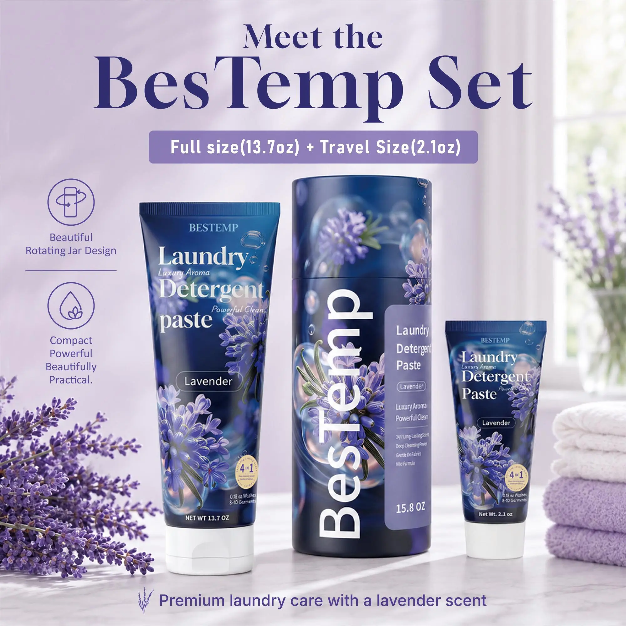 BESTEMP 4-in-1 Laundry Detergent Paste – Long-Lasting Fragrance, Deep Cleaning & Fabric Softener – Gentle Formula for Fabrics – Helps Protect Color and Shapenatures miracle
