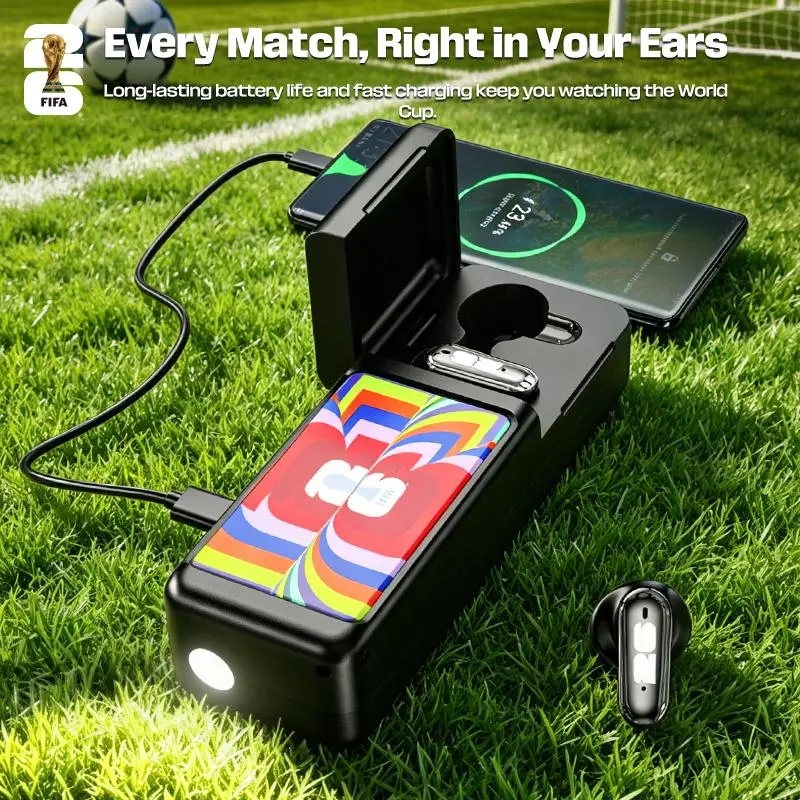 2026 FIFA World Cup 3in1 Wireless Bluetooth Earbuds Flip Open Case 2000mAh Portable Power Bank LED Spotlight HiFi Stereo Headphones For Soccer Fans Daily Outdoor Use,back to school,back to school haul