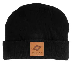 212 MAIN Dog & Cat Beanie Hat - Black, 1 Size, Regular Fit, with Leather Patch (RockJock RJ-716001-1 Design)