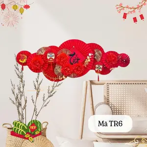 2026 Tet Decor Red Fan Paper for Festive Home Decorations and Celebrations TR6