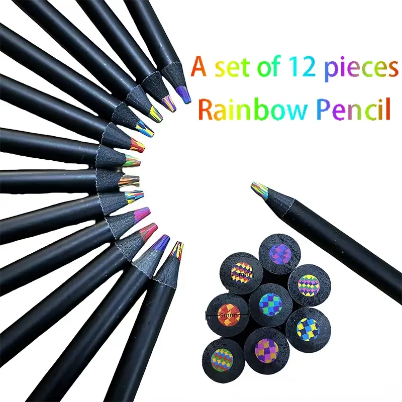 12 Giant Thick Drawing Pencils Color Pens, Rainbow Multi-Core Design, Gradient Colors, Ideal for Daily Doodling and Creative Expression, Art Materials