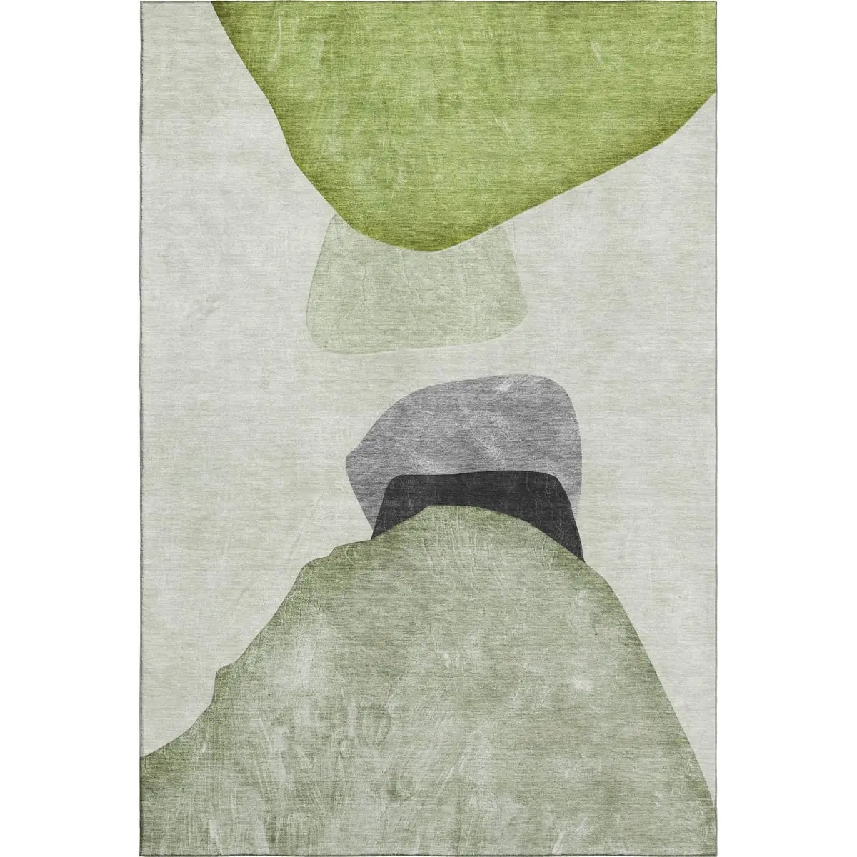 360 stand 8x10 ft. Green & Gray Modern Abstract Print Flat Pile Indoor Machine-Made Transitional Area Rug, Washable, UV-Protected, Stain-Resistant