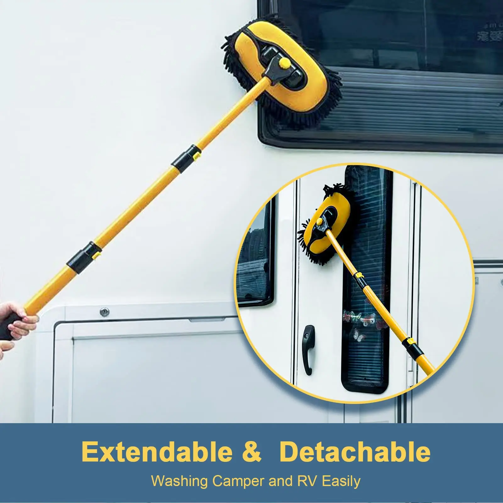 Black Friday 43'' Long handle car wash mop,Brush head 360° rotating,Detail cleaning,3X Fast Clean,Retractal Christmas gifts: Must-haves for car ownersle aluminum fathersdaygift, Car Detailing Products, Detailing