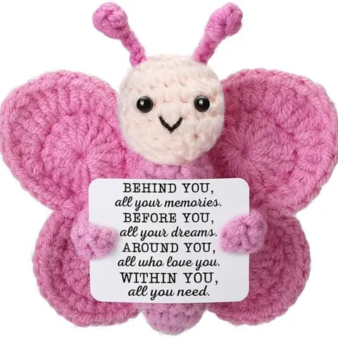 Mini Handmade Crochet Butterfly Plush Toy for Women, Emotional Support Soft Cuddly Gift Ideal for Colleagues, Boss, Teacher, Perfect for Birthdays and Holidays