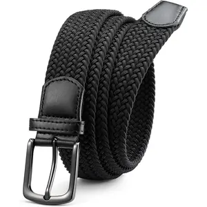 Mens Belt - Braided Stretch Golf Belt for Men 1 3/8"- Gift for Golf Pants Casual Shorts Jeans