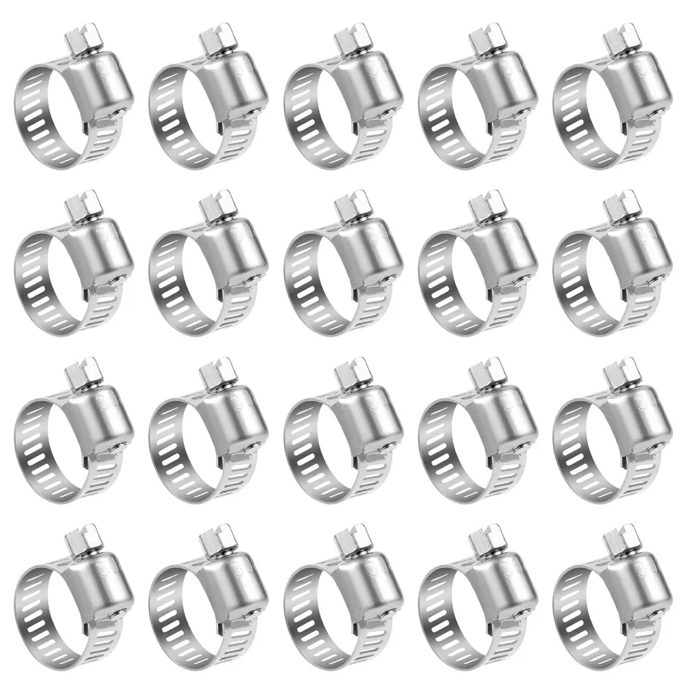 20 Pack Stainless Steel Hose Clamp Adjustable 1/2'' - 3/4'' (13-19mm) Worm Gear Hose Clamp, Metal  Line Pipe Clamp for Plumbing, Automotive And Mechanical Application