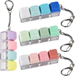 GOLDGE 4 Pack Keyboard Fidget Toy, 4-in-1 Keyboard Keychain Silent Fidget Toys, Button Stress Relief Clicker Toys for Adults- Calm Anxiety, Focus Boost, Portable Sensory Stress-Relief Fidget Gifts