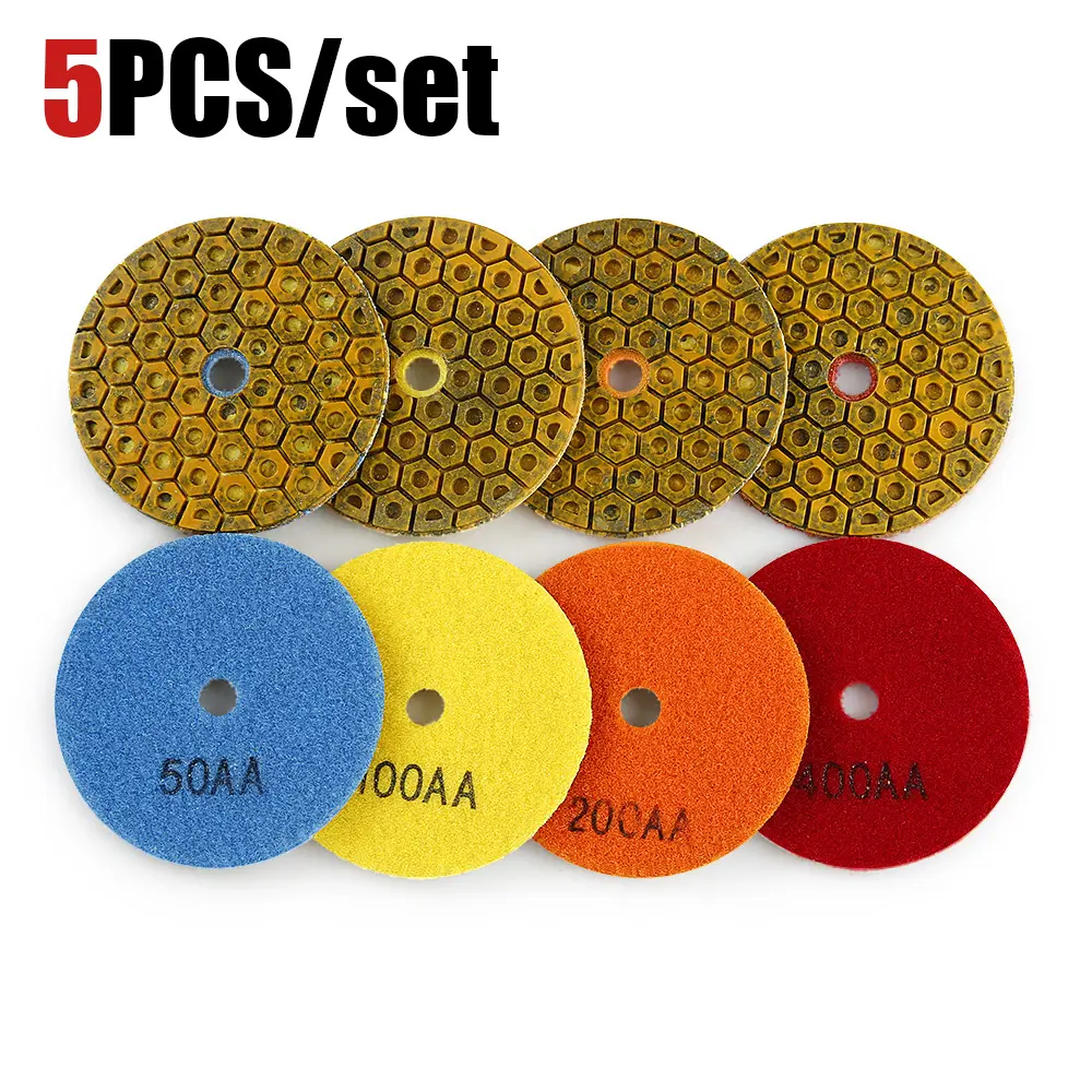 LOZLIN 5PCS/Set 4" Diamond Grinding Discs for Granite Marble Concrete Surface Leveling Angle Grinding Pads for Trimming Rough Grinding Tool Accessories outdoorfun