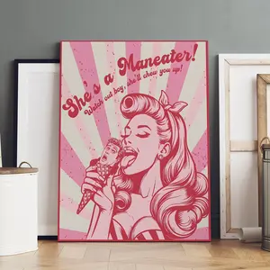 1 Count Wooden Framed Canvas, Chic Framed Canvas Art Poster - Modern Beauty With Microphone Design, Perfect For Living Room, Bedroom, Home Office Decor & Gifts Birthday Graduation