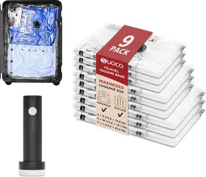 Bags for Clothing with Rechargeable Electric Pump, Compression Packing Cubes Organizer Storage for Luggage Suitcase, Space Saver Seal Bags for Vacation Cruise, 9 Combo