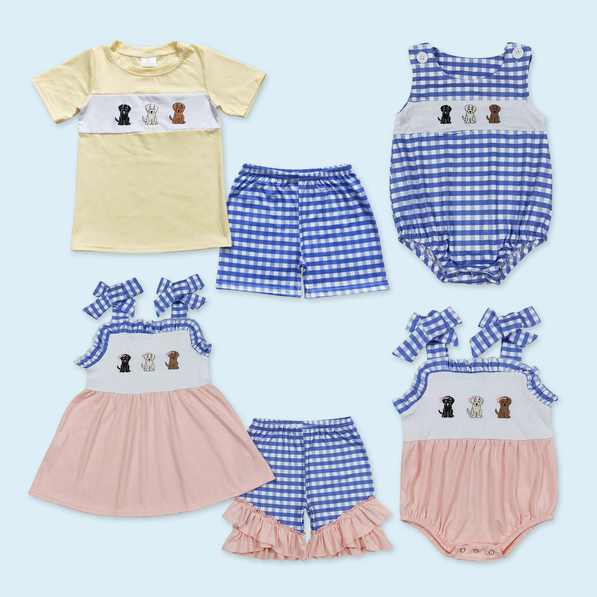 Cute girls embroidery dog summer clothes